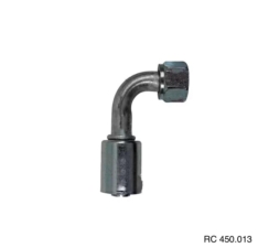 Conexão O’ring 90º Fêmea 10mm Aluminio c/Clip Porca em Aço
