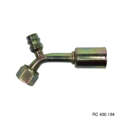 Conexão O’ring 45º Fêmea 08mm Aluminio c/ Válvula de Serviço R12 c/ Clip
