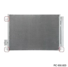 Condensador Fiat Novo Uno 2010>/ Palio 2012>/ Mobi 2017> Sistema Denso Fluxo Paralelo OEM: 51835575/ 52029111