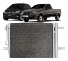 Condensador Fiat Palio/Siena/Strada Motor Fire 1.0 e 1.4 2008>/ Palio/Siena Motor E-Torq Modelo Denso Sistema Behr Fluxo Paralelo OEM: 51834975